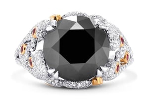 An Extraordinary Fancy Black Round Diamond Designer Ring (8.05Ct TW)