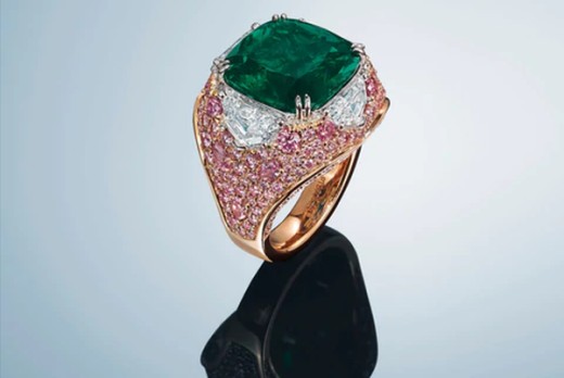 Muzo emerald and Argyle pink ring 